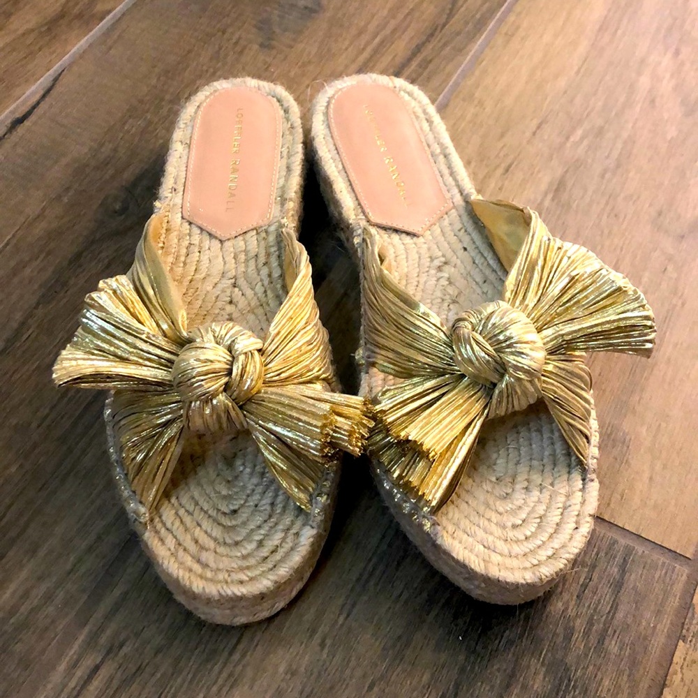Leoffler Randal  gold espadrille.